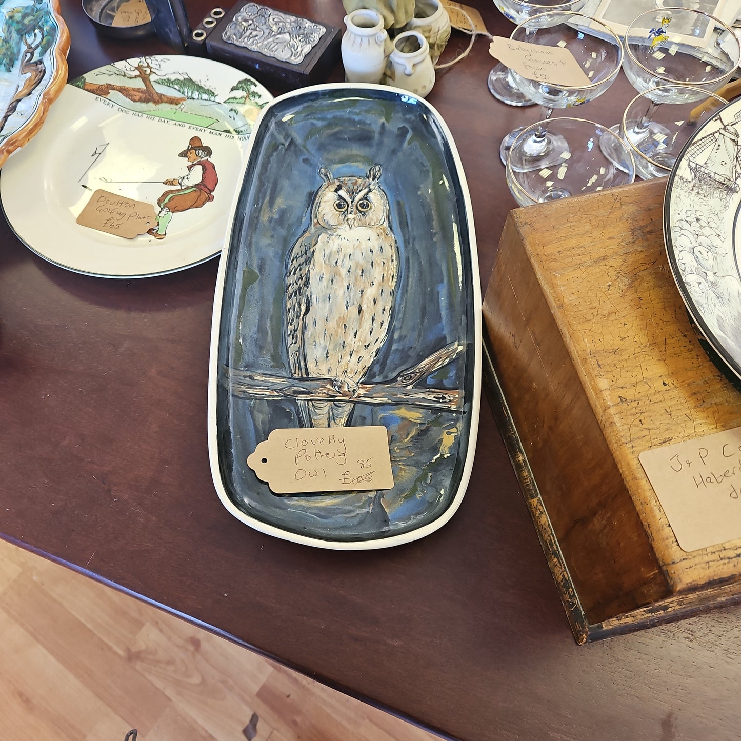 Clovelly Pottery Large owl plate