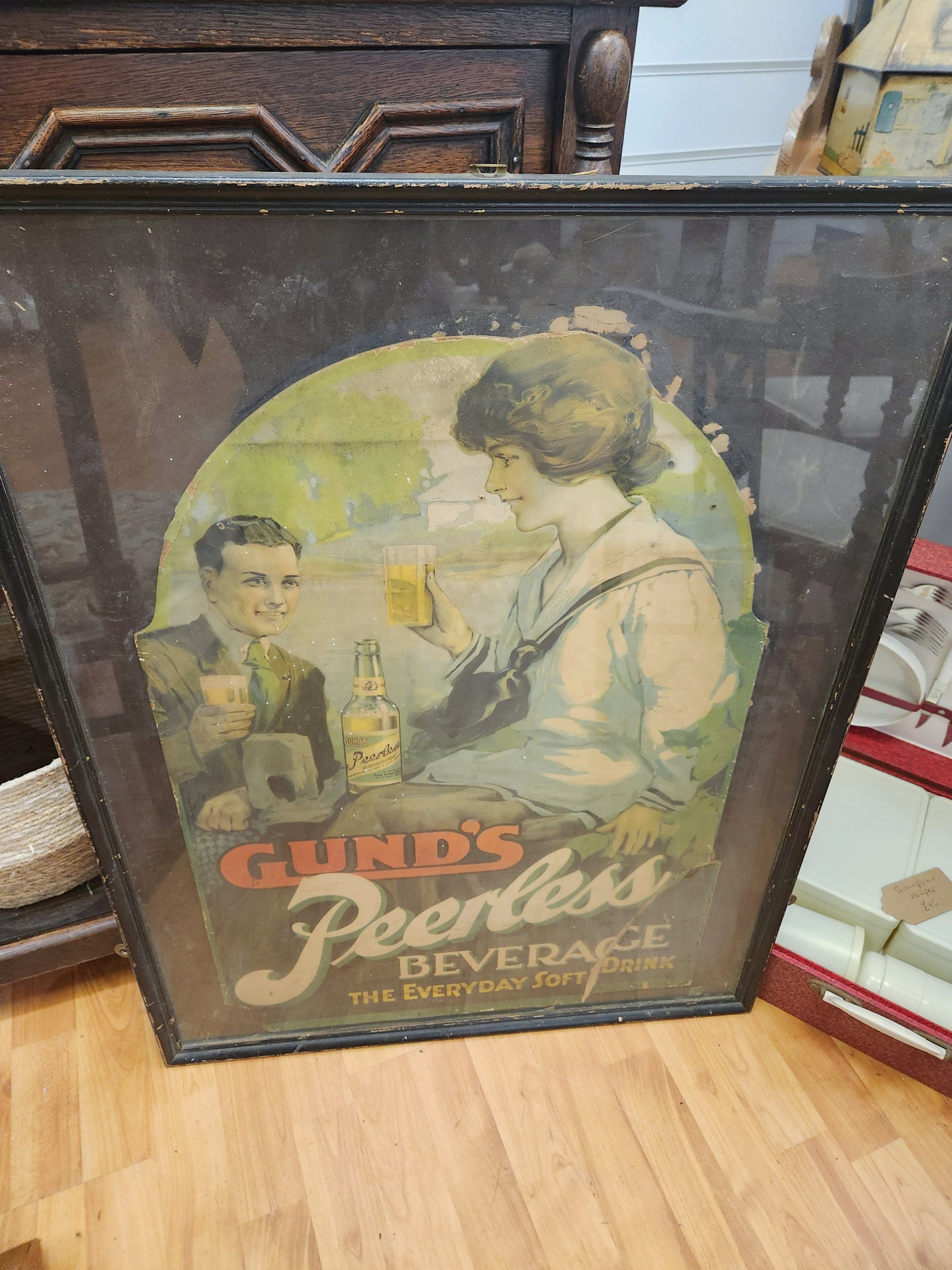 Vintage Gunds Peerless beverage poster